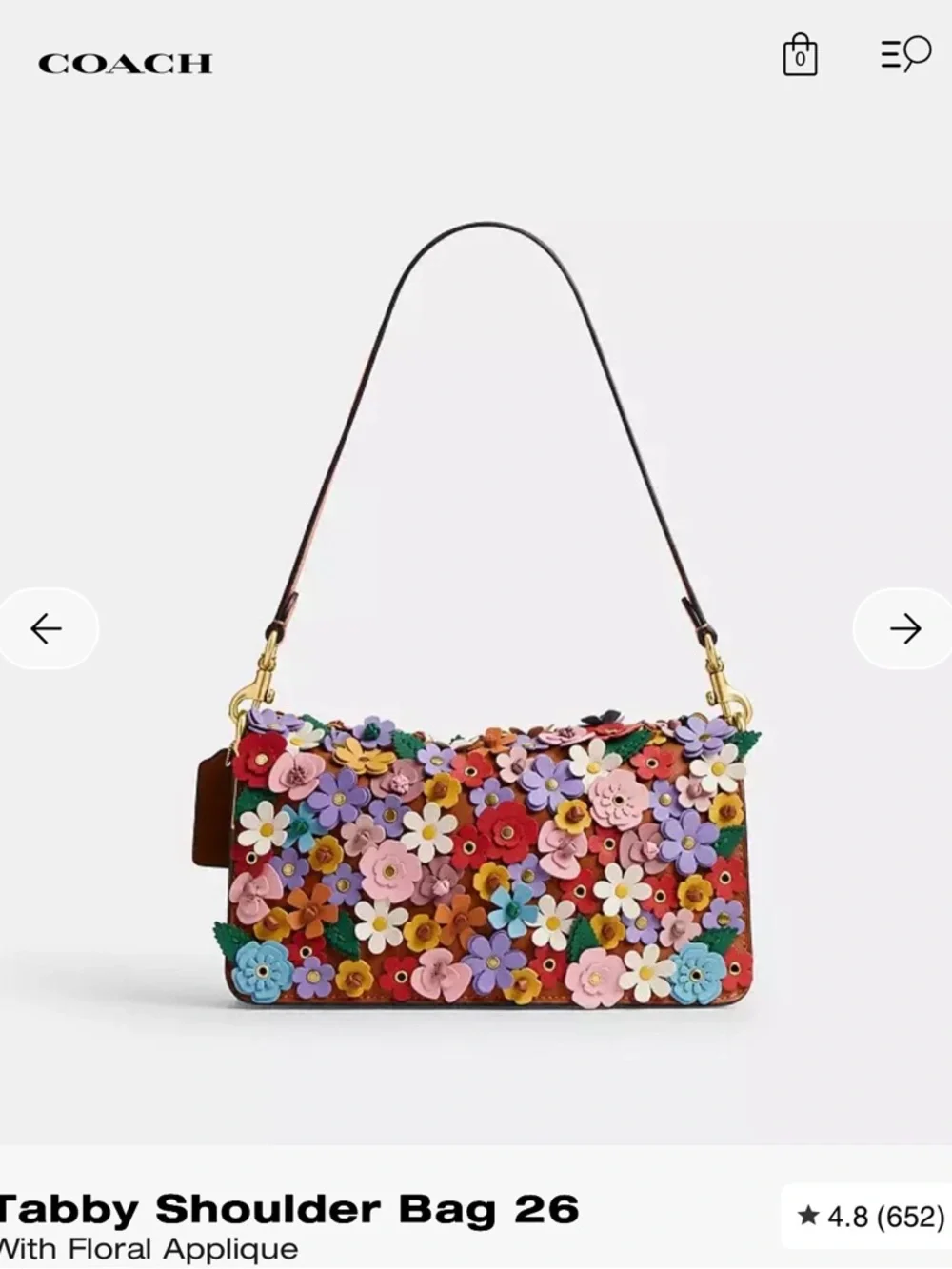 Coach Tabby Shoulder Bag 26 With Floral Applique NWT Factory Packaging - Picture 10 of 13